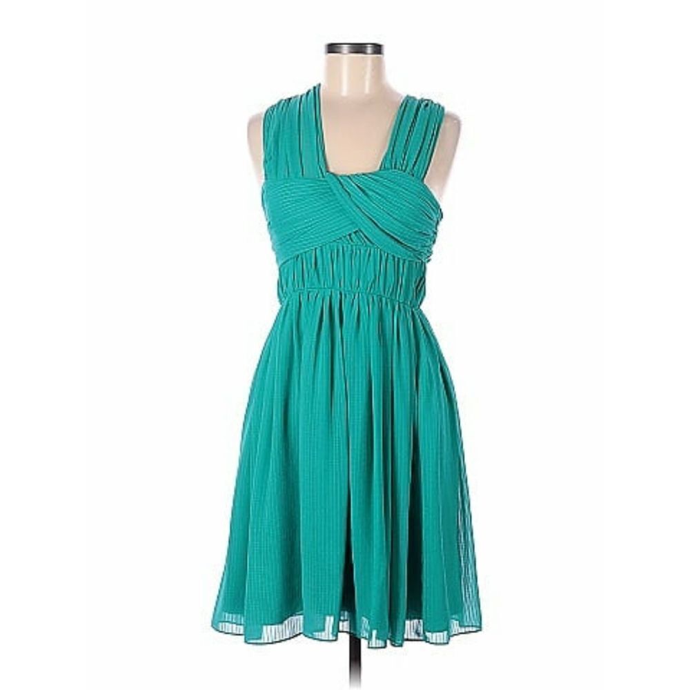 BCBGeneration blue green thick straps cocktail party formal dress size 6